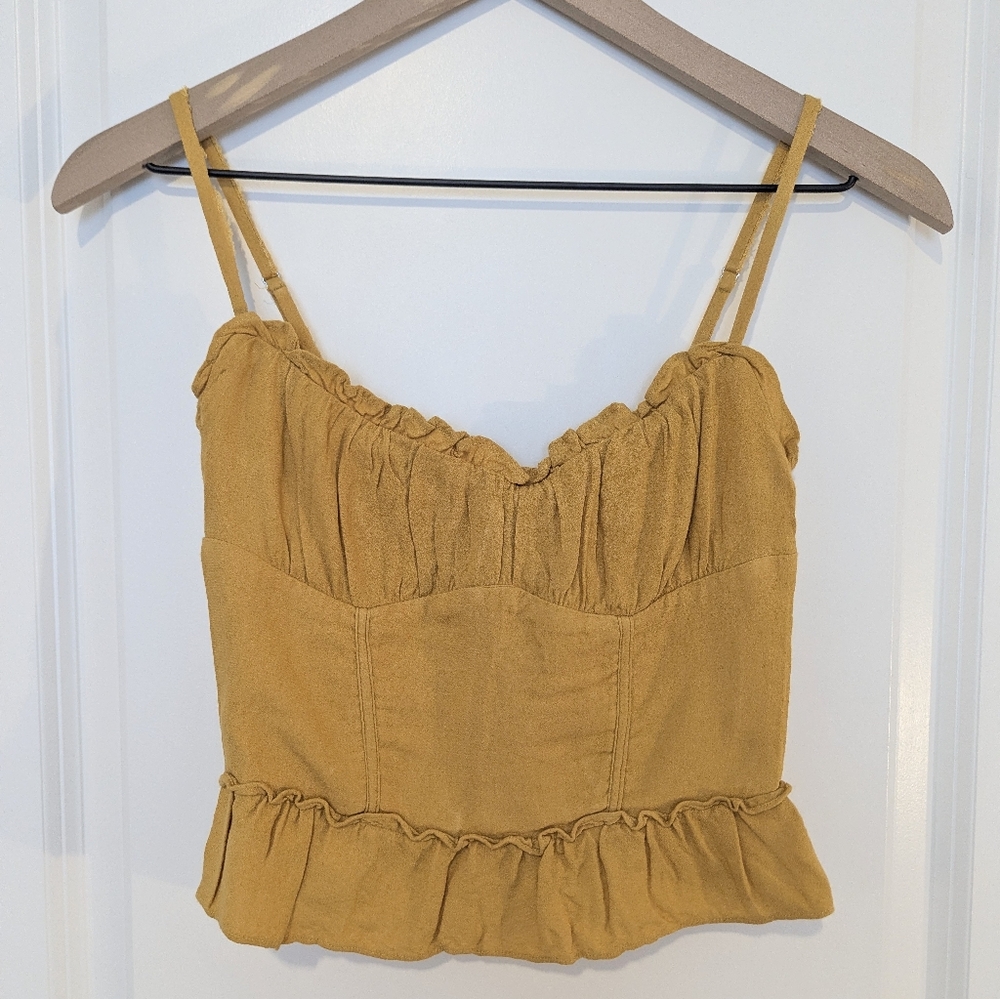 Reformation Thin Strap Camisole Peplum Top Mustard Yellow - Size 0